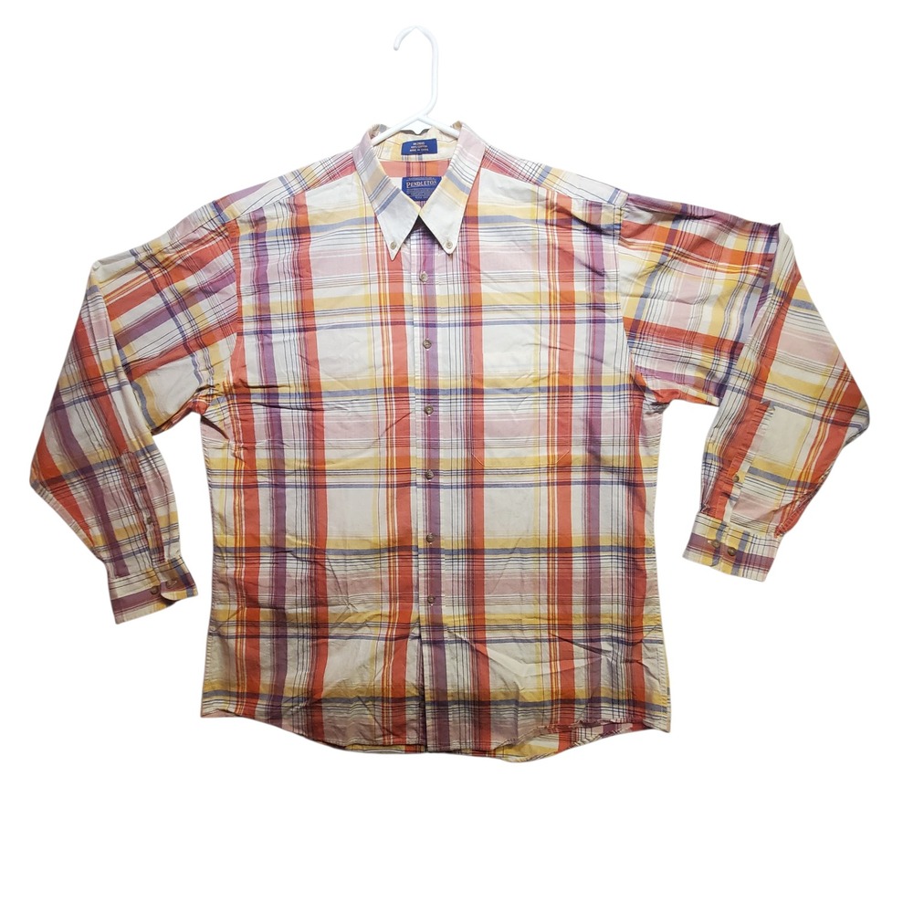 Pendleton Mens Long Sleeve Plaid Button Down Shirt Size XLT Long / Tall Cotton